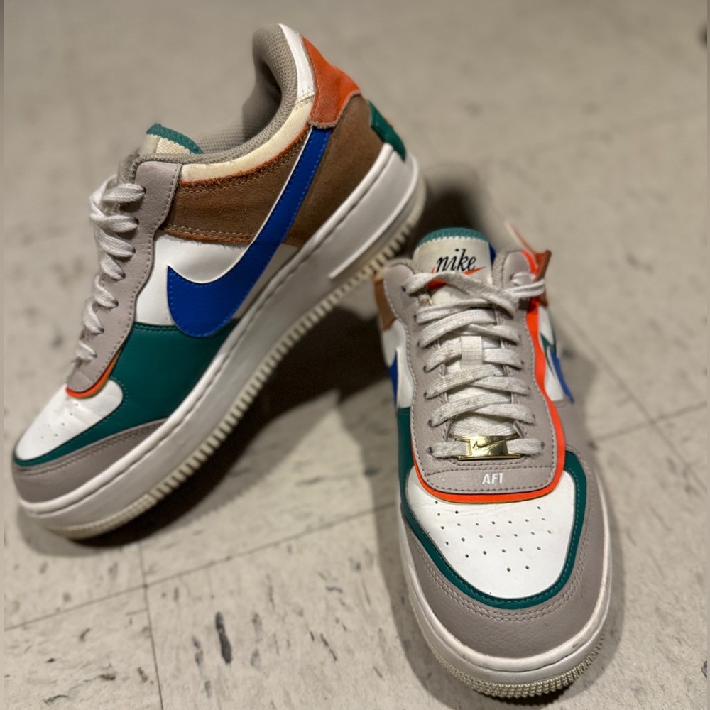 Nike Air Force 1 with Blue and Green Accents